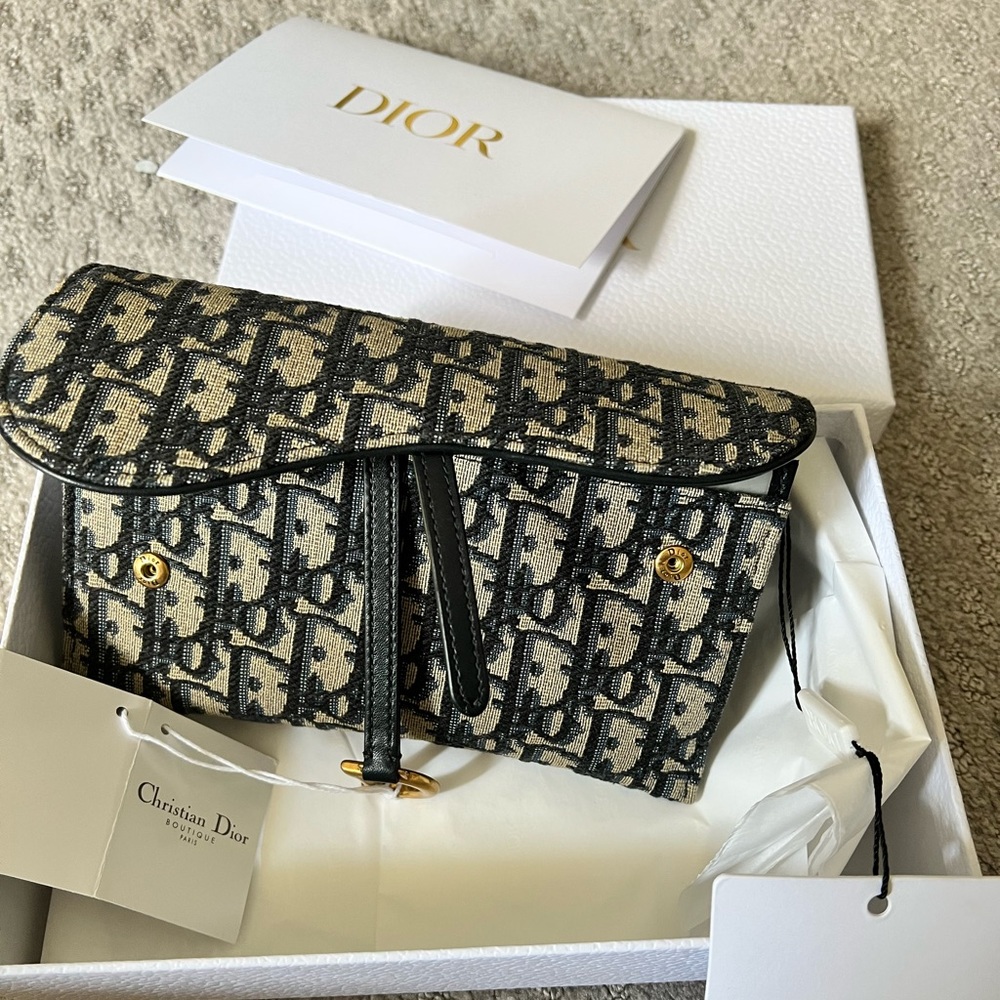 Dior Saddle Long Canvas Wallet